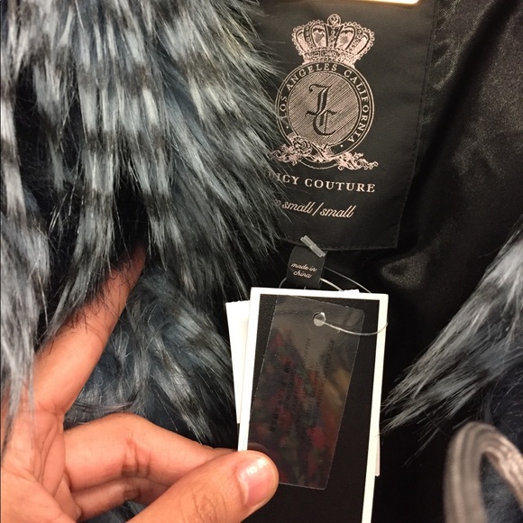 ✨JUICY COUTURE✨Blue Lapis Faux Fur Jacket - Picture 3 of 5